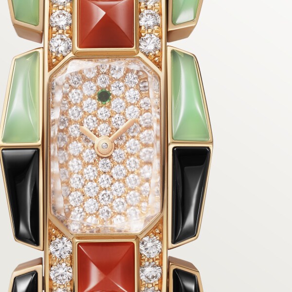 Clash [Un]limited watch Small model, quartz movement, rose gold, diamonds, spinels, tsavorites, coral, chrysoprase